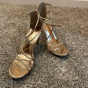 GOLD STRAPPY HEELS